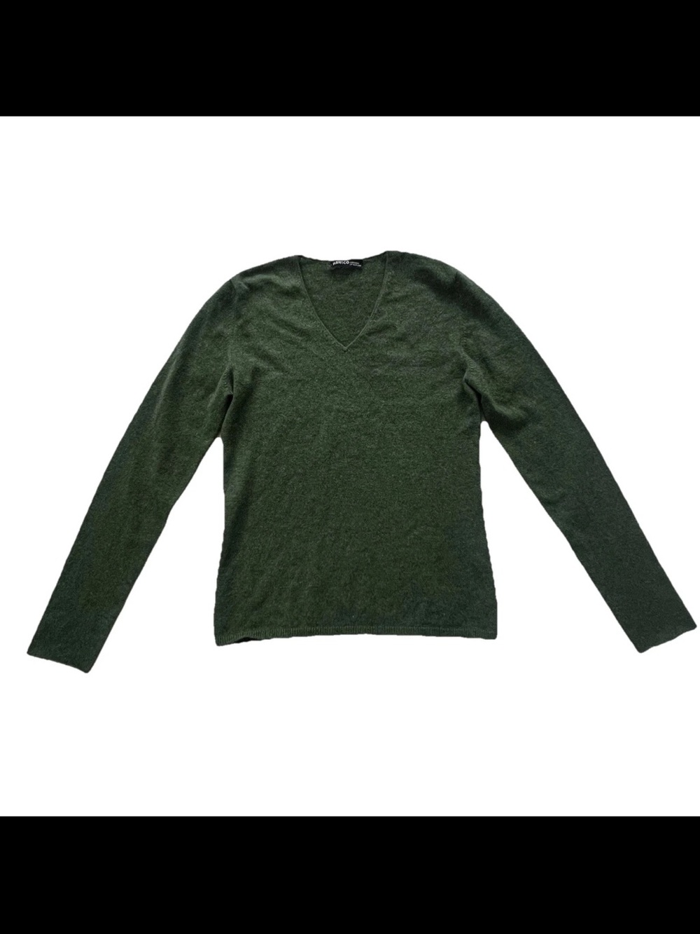 HAWICO Cashmere Of Scotland Womens Sweater 4 V-Neck Long Sleeve Green FLAW